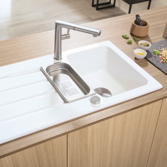 Rid Spüle Camper Kk800026 Weisse Kunststoff-Spüle Mit Abtropffläche 495x325mm – Perfekt Für Wohnwagen, Camper & Küche