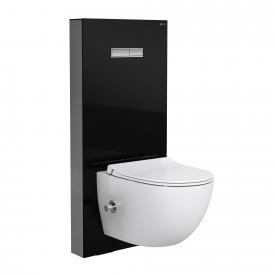 VitrA Sento Wand-Tiefspül-WC mit Bidetfunktion ohne Spülrand, mit Stand-Spülkasten mit integrierter Armatur, Spülkasten in schwarz