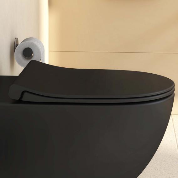 VitrA Sento Wand-Tiefspül-WC VitrAFlush 2.0, mit WC-Sitz schwarz matt
