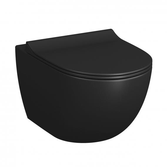VitrA Sento Wand-Tiefspül-WC VitrAFlush 2.0, mit WC-Sitz schwarz matt